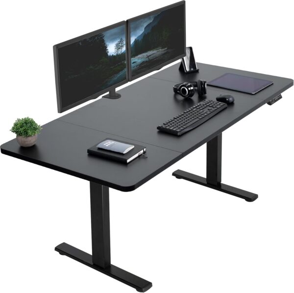 VIVO Electric 60 x 30 inch Standing Desk Workstation, Memory Controller Height Adjustment, 1B Series, Black Top Black Frame, DESK-KIT-1B6B-30