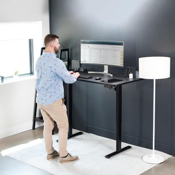 VIVO Electric 60 x 30 inch Standing Desk Workstation, Memory Controller Height Adjustment, 1B Series, Black Top Black Frame, DESK-KIT-1B6B-30 - Image 2