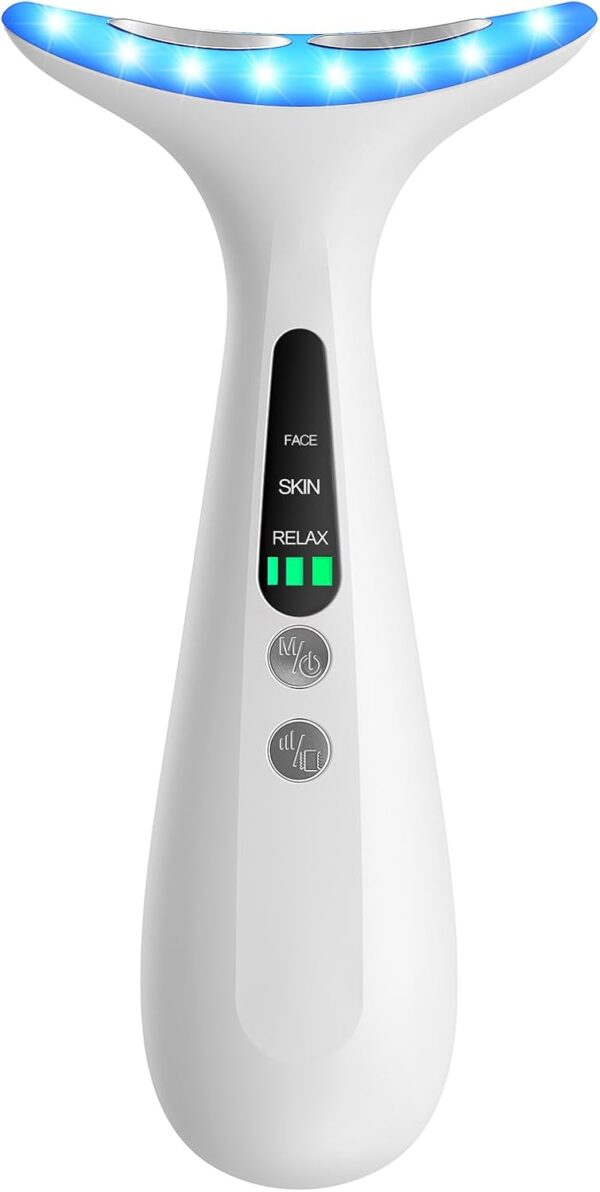 Facial and Neck Massager for Face, Neck - Skin Lifting & Firming - Wrinkle & Dark Circle Reducer - at Home Skin Care Face Sculpting Tool and Neck Massager-White - Image 2