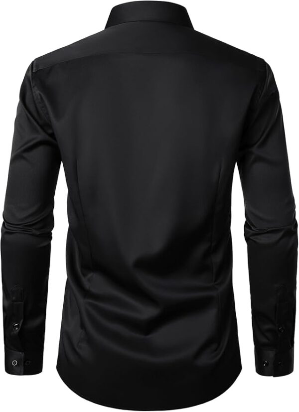 Men's Stretch Wrinkle Free Dress Shirts Formal Wedding Prom Slim Fit Long Sleeve Button Down Shirt - Image 2