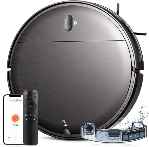 MAMNV Robot Vacuum and Mop Combo, WiFi/App, Robotic Vacuum Cleaner with Schedule, 2 in 1 Mopping Robot Vacuum with Watertank and Dustbin, Self-Charging, Slim, Ideal for Hard Floor, Pet Hair, Carpet