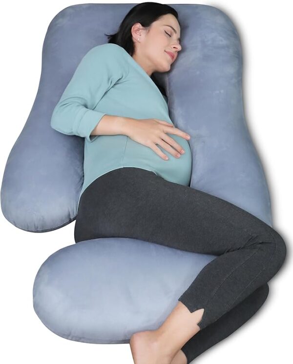 MOON PARK Pregnancy Pillows for Sleeping - U Shaped Full Body Maternity Pillow with Removable Cover - Support for Back, Legs, Belly, HIPS - 57 Inch Pregnancy Pillow for Women - Grey - Image 3