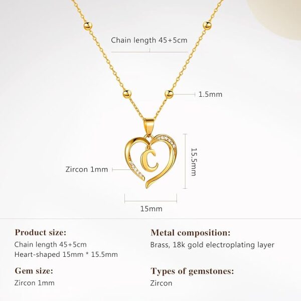 Cicy Bell Womens Initial Necklace for Women 18k Gold Plated Shell Personalized Letter Pendant Necklace 17.7'' with 2'' Extender - Image 3