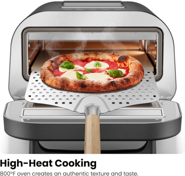 CHEFMAN Indoor Pizza Oven - Makes 12 Inch Pizzas in Minutes, Heats up to 800°F - Countertop Electric Pizza Maker with 5 Touchscreen Presets, Pizza Stone and Peel Included - Stainless Black - Image 3