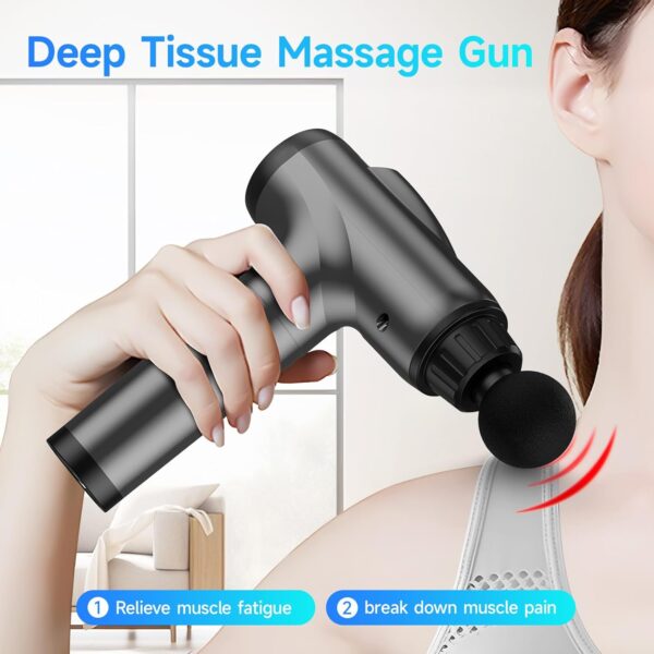 JQX Massage Gun Deep Tissue, Handheld Electric Body Muscle Massage Gun, High Percussion Vibration Back Neck Massager for Athletes with 30 Speed Levels & 9 Heads, Gifts for Men and Women (Grey) - Image 2