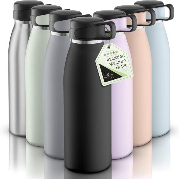 SipX™ Triple-Insulated Stainless Steel Water Bottle 25oz. - With Cover Lid, BPA-Free Reusable Insulated Water Bottle Keeps Cold For 24 Hours, (Black)