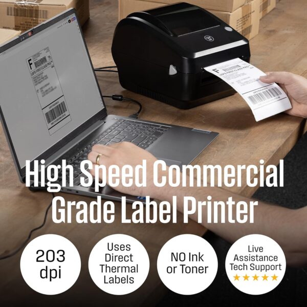 Westinghouse Thermal Shipping Label Printer USB, 4x6 Label Commercial grade, Compatible with USPS, UPS, FedEx, eBay, Shopify, Amazon, & More, Desktop Label Printer for Packages, Includes Sample Labels - Image 2