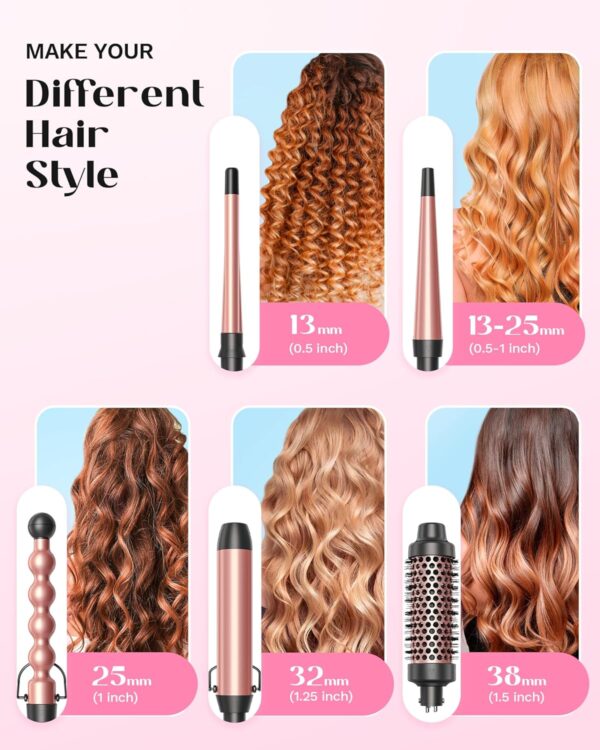 Wavytalk 5 in 1 Curling Wand Set, Multi Curl, Curling Wand Set with Curling Brush and 4 Interchangeable Ceramic Curling Wand(0.5”-1.25”), Instant Heat Up Wand Curling Iron (Rose Gold - Image 2