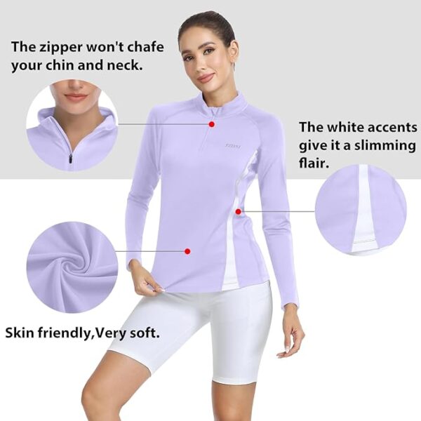 Sweatshirt for Women Active Long Sleeve Tops 1/4 Zip Pullover Quarter Thermal Layer Mock Neck Workout Sweater HH2301 - Image 3