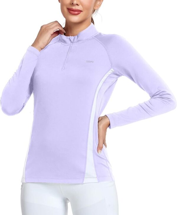 Sweatshirt for Women Active Long Sleeve Tops 1/4 Zip Pullover Quarter Thermal Layer Mock Neck Workout Sweater HH2301