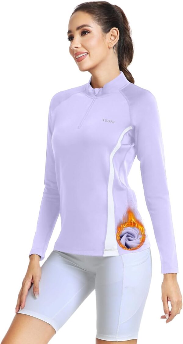 Sweatshirt for Women Active Long Sleeve Tops 1/4 Zip Pullover Quarter Thermal Layer Mock Neck Workout Sweater HH2301 - Image 2