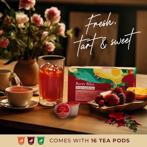 Gya Tea Co Berry Bliss Herbal Tea Pod (16 ct) - Decaf Fruit Sweet Tea for Relaxing & Kickstart the Day - Image 2