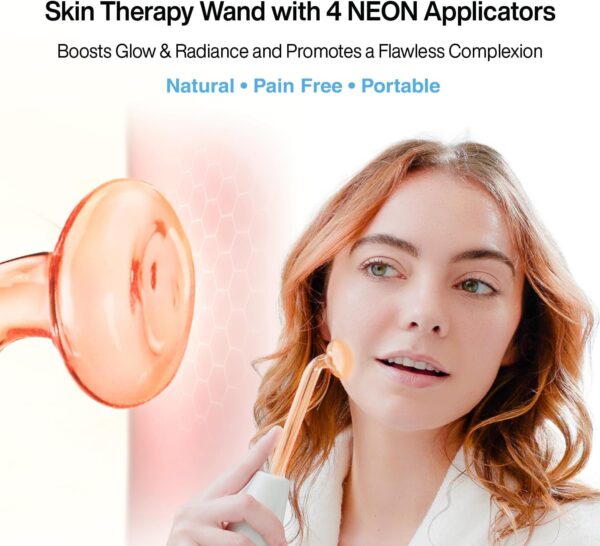 NuDerma Handheld Skin Therapy Wand Machine w/Neon – Anti-Aging - Skin Tightening - Wrinkle Reducing - Dark Circles – Clarifying - Hair & Scalp Stimulator - Image 2