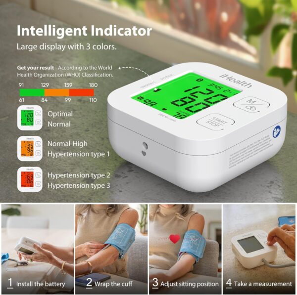 iHealth Track Smart Upper Arm Blood Pressure Monitor with Wide Range Cuff That fits Standard to Large Adult Arms, Bluetooth Compatible for iOS & Android Devices - Image 2