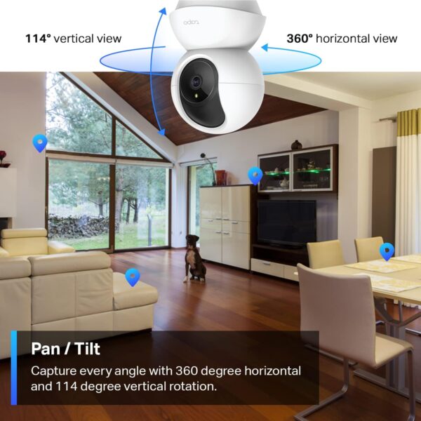TP-Link Tapo 2K Pan/Tilt Security Camera for Baby Monitor, Pet Camera w/ Motion Detection and Tracking, 2-Way Audio, Night Vision, Cloud & SD Card Storage, Works w/ Alexa & Google Home (Tapo C210) - Image 2