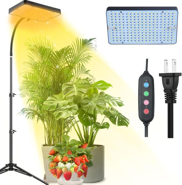 Grow Light with Tripod Stand and Timer, Sunlight Full Spectrum Grow Lights for Seed Starting, 25W 2000Lm LED Growing Lamps for Tall Plants, Bonsai Tree, Height Adjustable 12"-48"