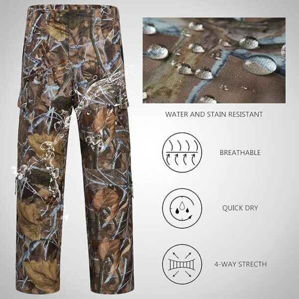 BASSDASH Invis Men’s Stretch Hunting Pants Water Resistant Camo Fishing Pant - Image 2