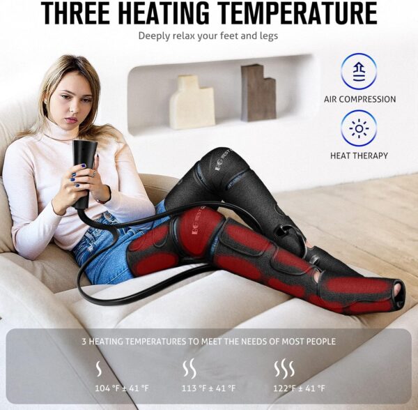 Gifts for Mom, Dad, Men, Women & Loved Ones – Air Compression Leg Massager with Heat – Ideal for Christmas, Mother Day & Father Day – Relieves Muscle Fatigue for Feet, Legs, Calves, Thighs, and Knees - Image 2