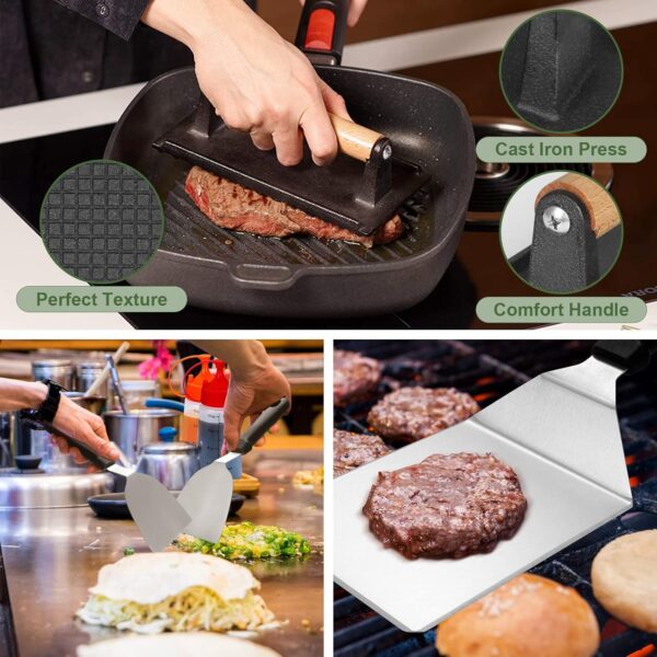 35PCS Griddle Accessories Kit, Flat Top Grill Accessories Set for Blackstone and Camp Chef, Grill Spatula Set with Enlarged Spatulas, Basting Cover, Scraper for Outdoor Barbecue - Image 2