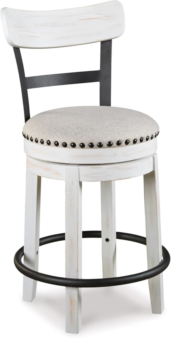 Signature Design by Ashley Valebeck 24.5" Modern Swivel Counter Height Barstool, Whitewash - Image 3