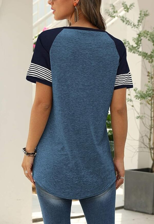 Adibosy Women Summer Casual Shirts: Short Sleeve Striped Tunic Tops - Womens Crew Neck Tee Tshirt Blouses - Image 2
